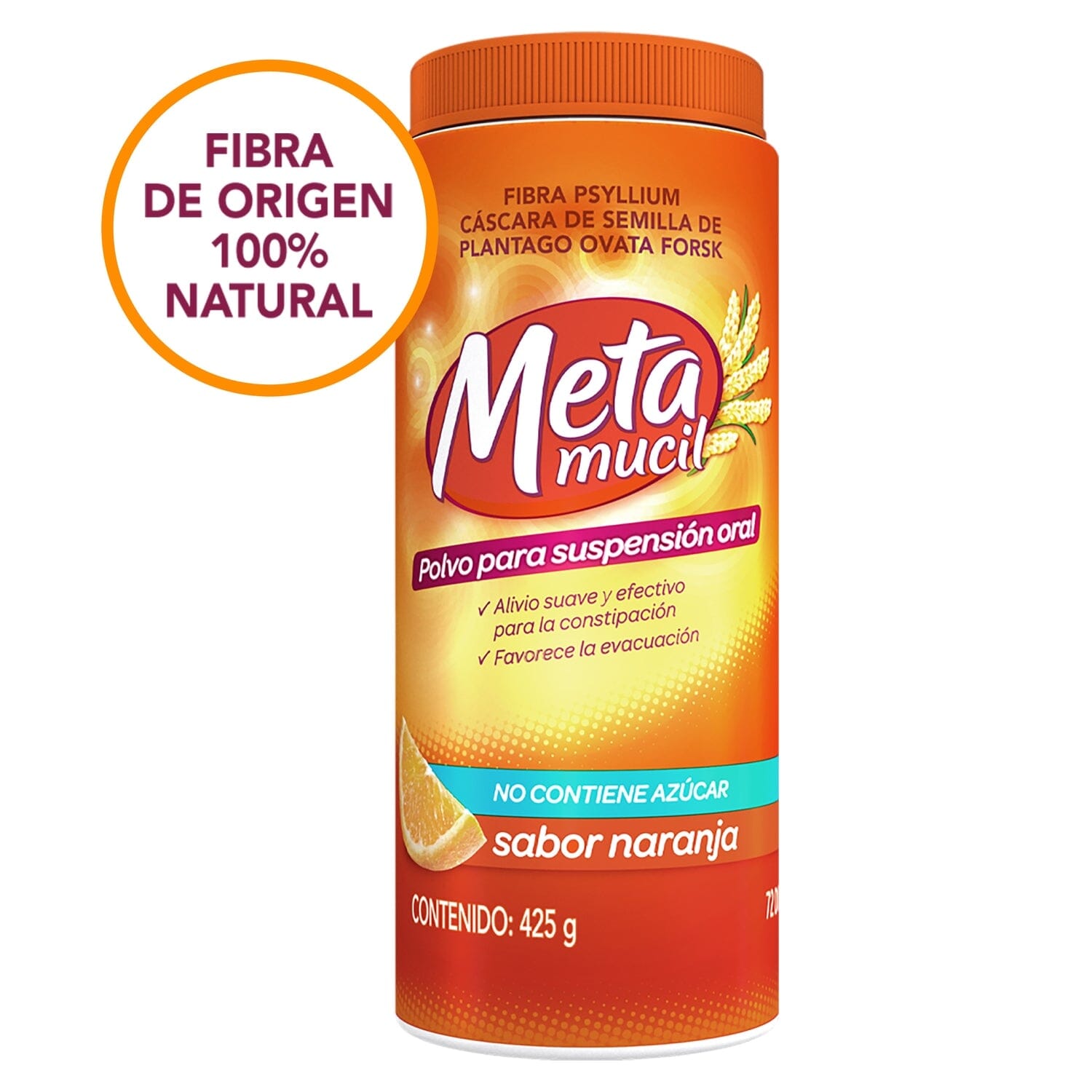 Fibra Natural Metamucil Soluble Sabor Naranja 425 g p&g